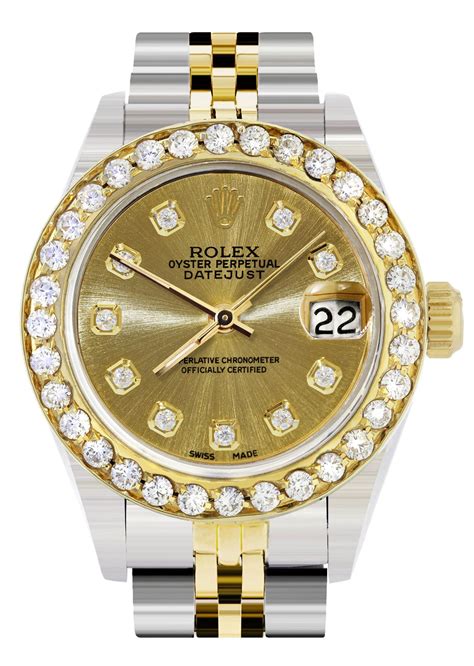 gold diamond rolex women& 39|Rolex diamond bezel prices.